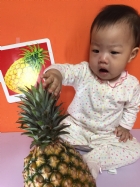 初次見面穿衣服的鳳梨先生，寶寶試一試，摸起來是什麼感覺？