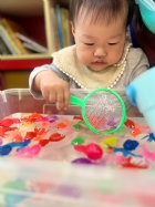 11203漂亮的小金魚在水裡游來游去，寶寶來撈魚囉！